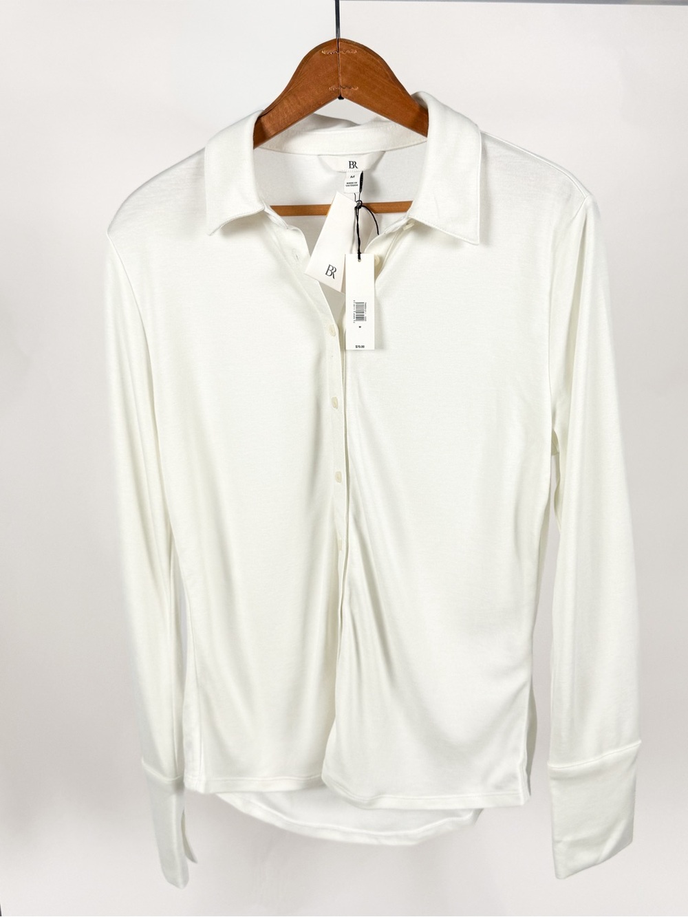Banana Republic White Long-Sleeve Lightweight Shirt Jacket